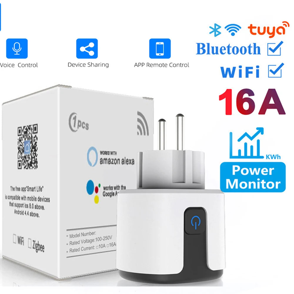Smart WiFi plug with power monitoring Tuya app Alexa Google Home