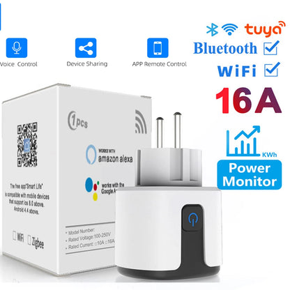 Smart WiFi plug with power monitoring Tuya app Alexa Google Home