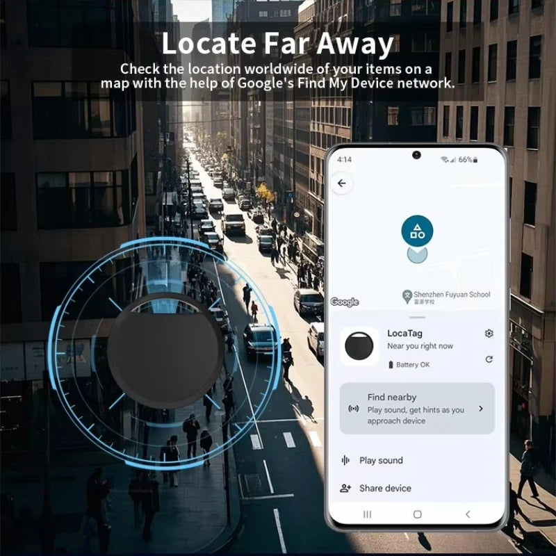 Android Find Hub location tracker key finder compact design