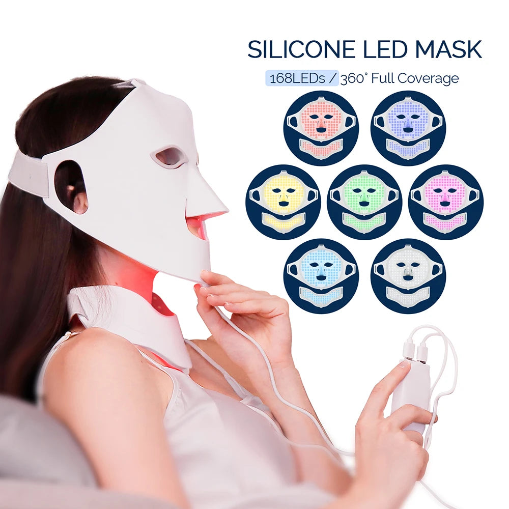 LED Silicone Beauty Mask with 7 Color Options for At-Home Skin Care