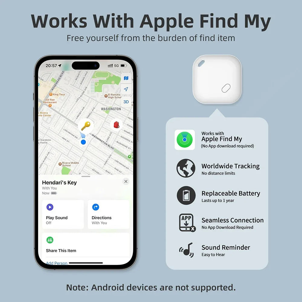 Bluetooth key finder item tracker anti-loss device white product photo