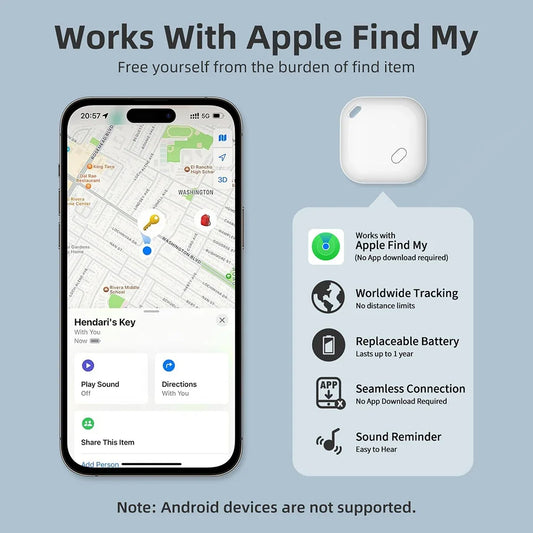 Bluetooth key finder item tracker anti-loss device white product photo