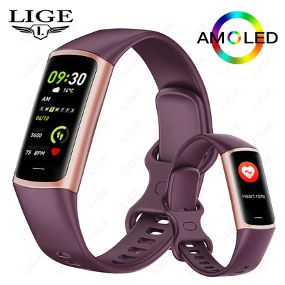 Smart fitness band AMOLED screen heart rate sleep tracker waterproof smartwatch