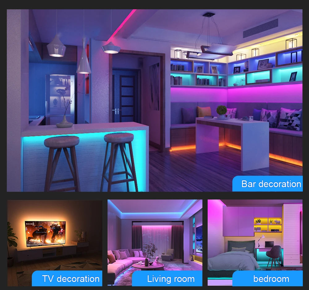 RGB LED strip lights bedroom gaming setup 16 million colors