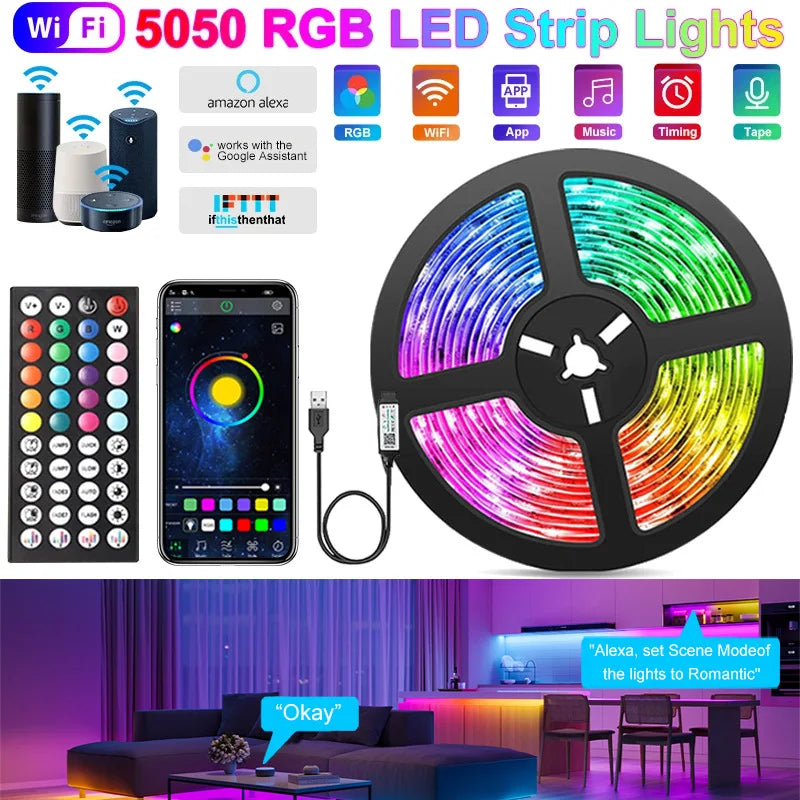 RGB LED strip lights installation on wall USB powered