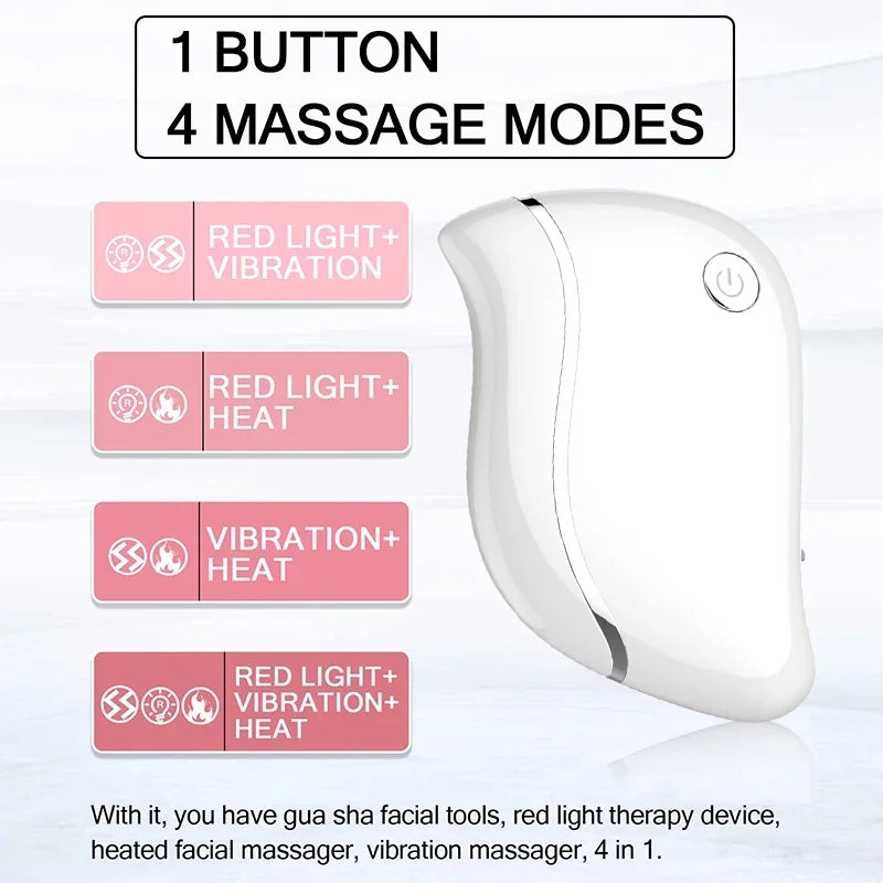 4 in 1 Electric Guasha Massager Heating Vibration Red Light Massage Machine for Face Body Guasha Scraping Fat Burning Slimming