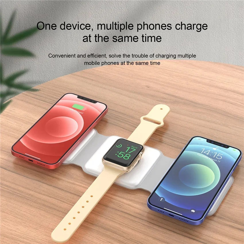 3 in 1 Wireless Charging Station for Apple MagSafe Charger, Foldable Magnetic Travel Charger for iPhone Apple Watch AirPods Pro