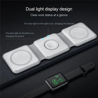 3 in 1 Wireless Charging Station for Apple MagSafe Charger, Foldable Magnetic Travel Charger for iPhone Apple Watch AirPods Pro